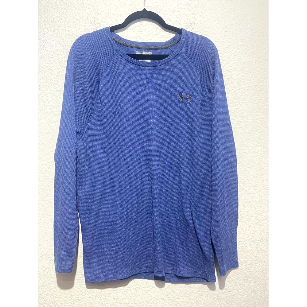 Under Armour‎ Heatgear Fitted Shirt Mens 2XL Blue Stretch Thermal Raglan Sleeve